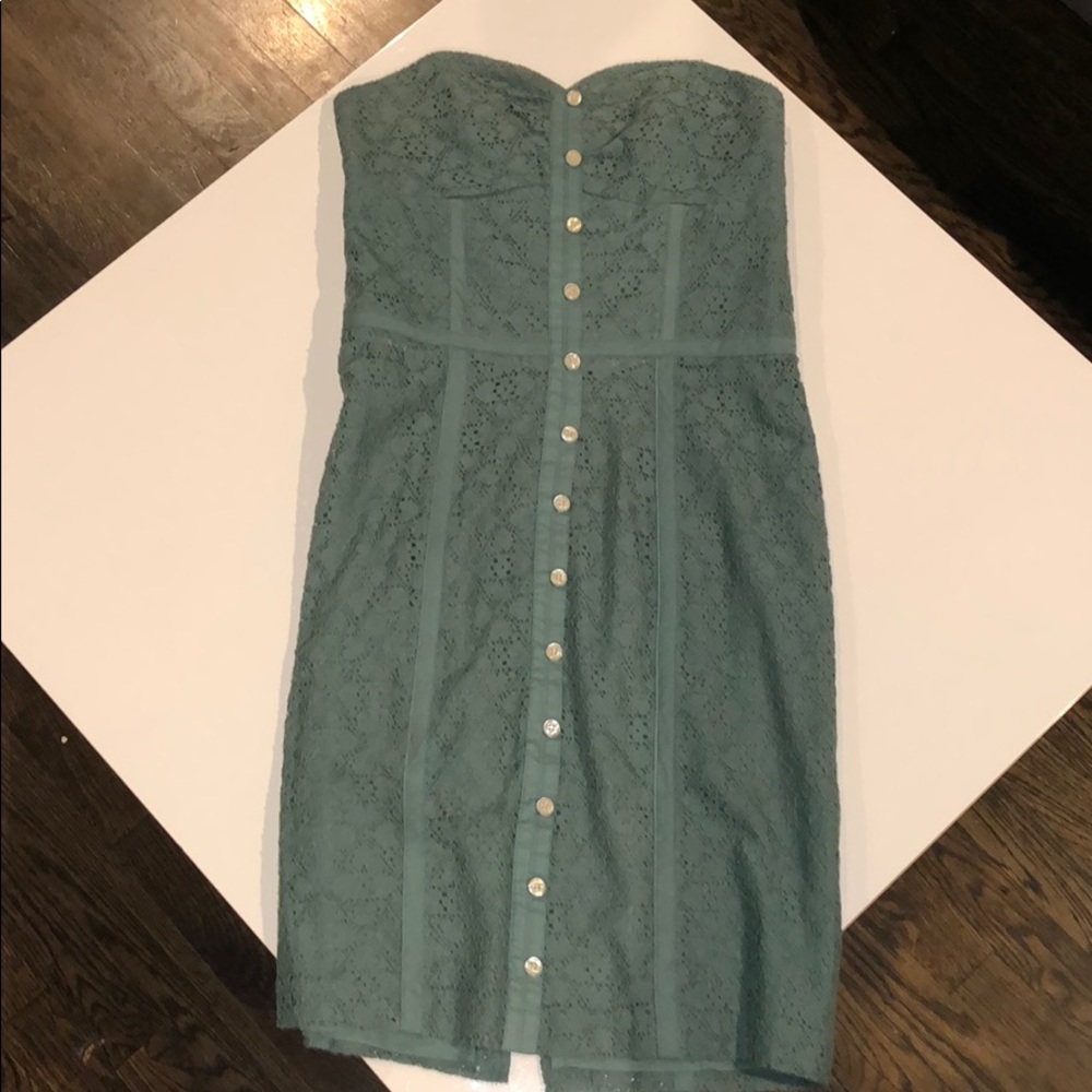 BCBGeneration Blue Strapless Lace Dress